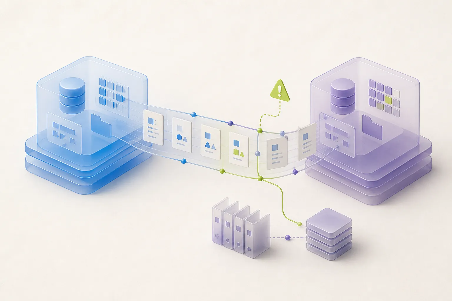 Zwei ERP‑Systeme, zwischen denen steuerlich relevante Daten und Regeln übertragen werden